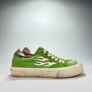 Straye Logan Lime Flame Green Suede Low Top Skate Shoes Women's Size 9.5
